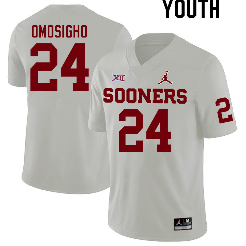Youth #24 Samuel Omosigho Oklahoma Sooners College Football Jerseys Stitched Sale-White